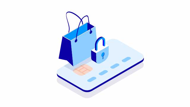 Credit card, padlock and paper bag - small